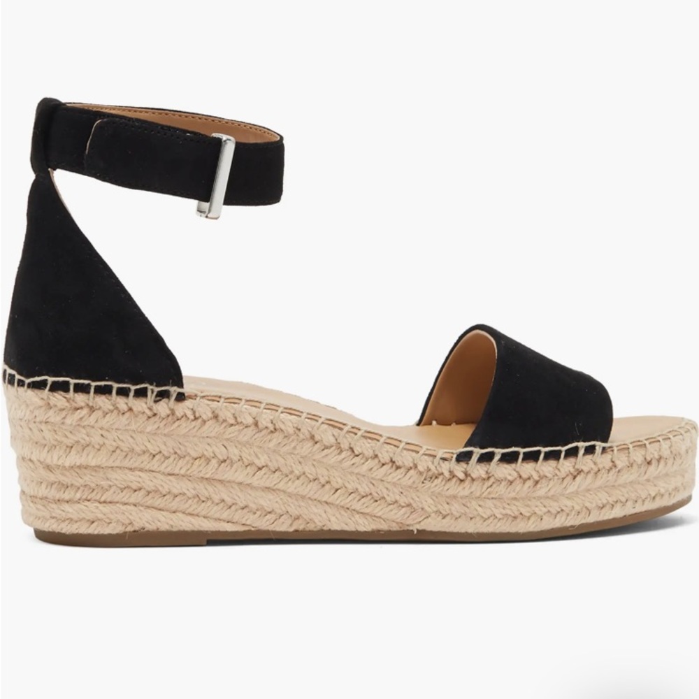 Black Espadrille Wedge Platform Sandals- worn 1x. Used.